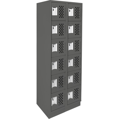 Assembled Lockerettes Clean Line Perforated Economy Lockers, 6 -tier, Bank of 2, 18" x 72" x 12", Steel Nuna Depot Inc.