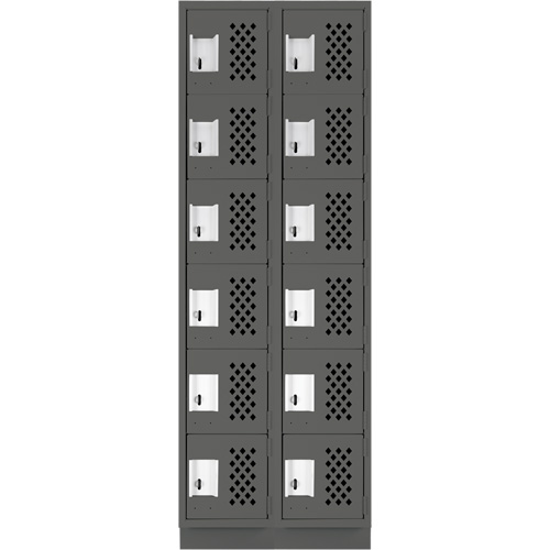 Assembled Lockerettes Clean Line Perforated Economy Lockers, 6 -tier, Bank of 2, 18" x 72" x 12", Steel Nuna Depot Inc.