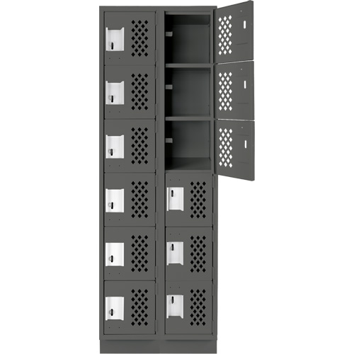 Assembled Lockerettes Clean Line Perforated Economy Lockers, 6 -tier, Bank of 2, 18" x 72" x 12", Steel Nuna Depot Inc.