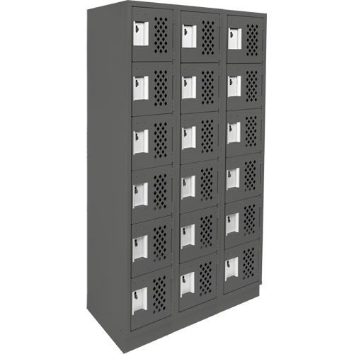 Assembled Lockerettes Clean Line Perforated Economy Lockers, 6 -tier, Bank of 3, 18" x 72" x 12", Steel Nuna Depot Inc.