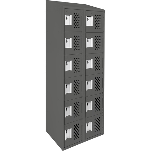 Assembled Lockerettes Clean Line Perforated Economy Lockers, 6 -tier, Bank of 2, 18" x 72" x 12", Steel Nuna Depot Inc.