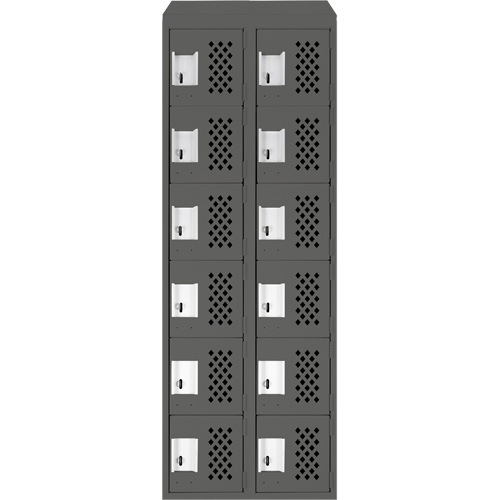 Assembled Lockerettes Clean Line Perforated Economy Lockers, 6 -tier, Bank of 2, 18" x 72" x 12", Steel Nuna Depot Inc.