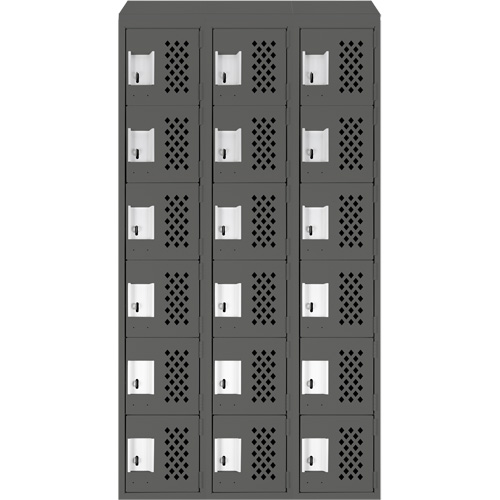Assembled Lockerettes Clean Line Perforated Economy Lockers, 6 -tier, Bank of 3, 18" x 72" x 12", Steel Nuna Depot Inc.