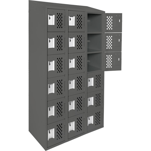 Assembled Lockerettes Clean Line Perforated Economy Lockers, 6 -tier, Bank of 3, 18" x 72" x 12", Steel Nuna Depot Inc.