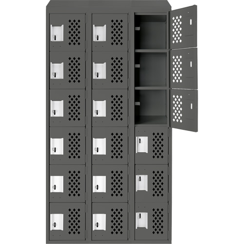 Assembled Lockerettes Clean Line Perforated Economy Lockers, 6 -tier, Bank of 3, 18" x 72" x 12", Steel Nuna Depot Inc.