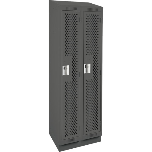 Clean Line Lockers, Bank of 2, 24" x 18" x 82", Steel, Charcoal, Rivet (Assembled), Perforated Nuna Depot Inc.