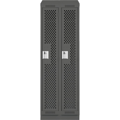 Clean Line Lockers, Bank of 2, 24" x 18" x 82", Steel, Charcoal, Rivet (Assembled), Perforated Nuna Depot Inc.