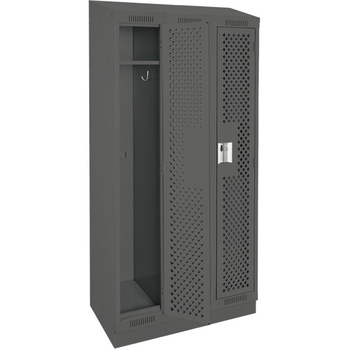 Clean Line Lockers, Bank of 3, 36" x 18" x 82", Steel, Charcoal, Rivet (Assembled), Perforated Nuna Depot Inc.