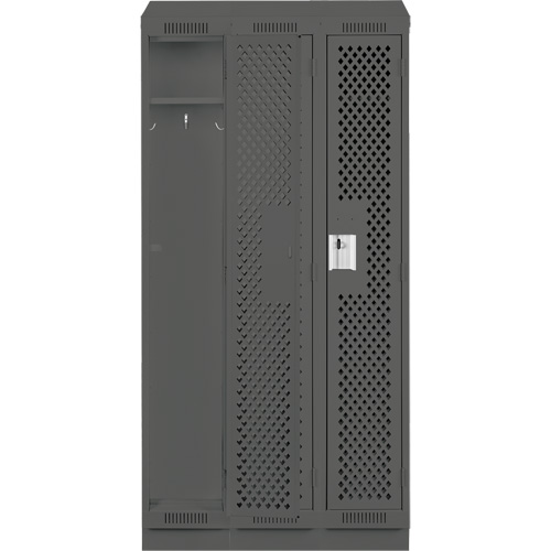 Clean Line Lockers, Bank of 3, 36" x 18" x 82", Steel, Charcoal, Rivet (Assembled), Perforated Nuna Depot Inc.