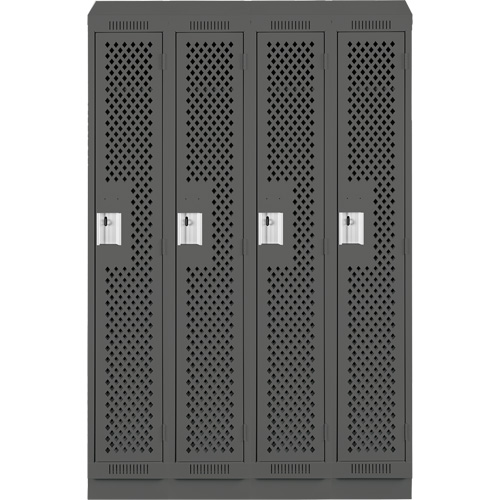 Clean Line Lockers, Bank of 4, 48" x 18" x 82", Steel, Charcoal, Rivet (Assembled), Perforated Nuna Depot Inc.