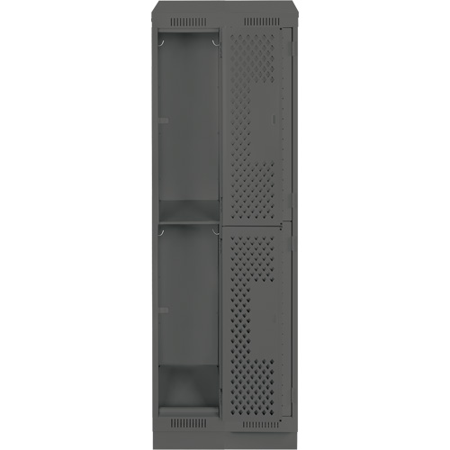 Clean Line Lockers, 2 -tier, Bank of 2, 24" x 12" x 82", Steel, Charcoal, Rivet (Assembled), Perforated Nuna Depot Inc.