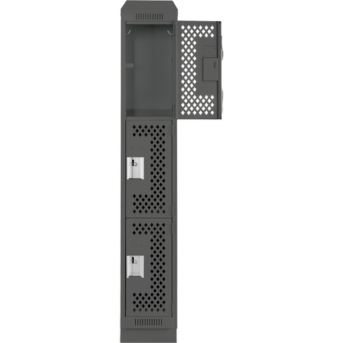Clean Line Lockers, 3 -tier, 12" x 18" x 82", Steel, Charcoal, Rivet (Assembled), Perforated Nuna Depot Inc.