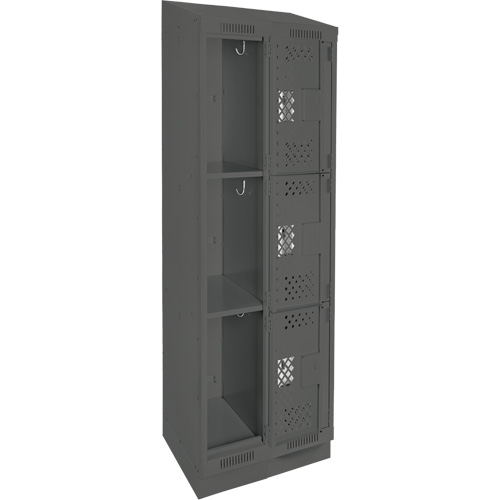 Clean Line Lockers, 3 -tier, Bank of 2, 24" x 12" x 82", Steel, Charcoal, Rivet (Assembled), Perforated Nuna Depot Inc.