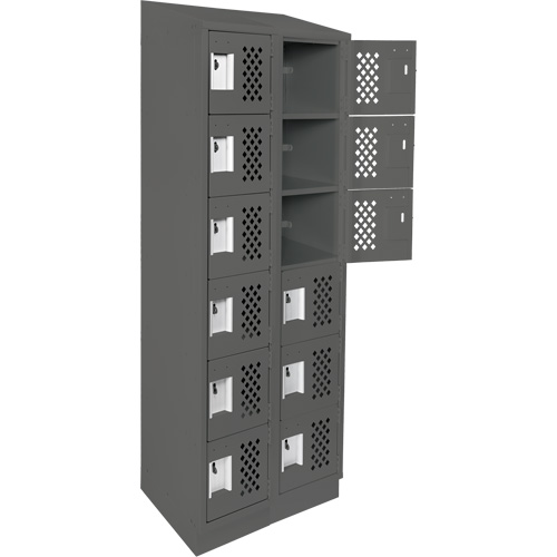 Assembled Lockerettes Clean Line Perforated Economy Lockers, 6 -tier, Bank of 2, 18" x 72" x 12", Steel Nuna Depot Inc.