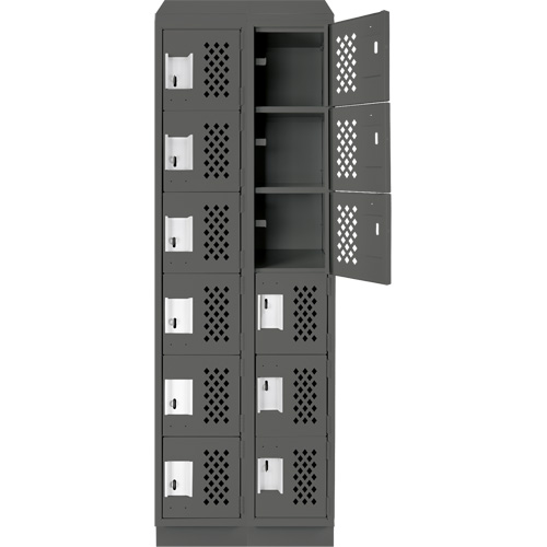 Assembled Lockerettes Clean Line Perforated Economy Lockers, 6 -tier, Bank of 2, 18" x 72" x 12", Steel Nuna Depot Inc.
