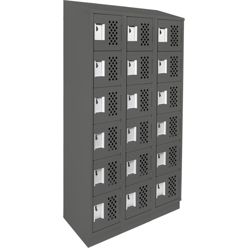 Assembled Lockerettes Clean Line Perforated Economy Lockers, 6 -tier, Bank of 3, 18" x 72" x 12", Steel Nuna Depot Inc.