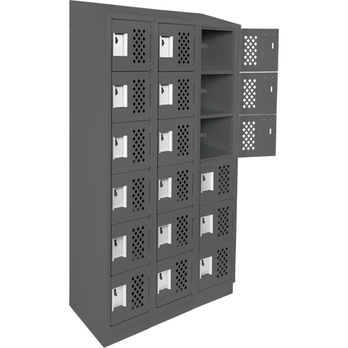 Assembled Lockerettes Clean Line Perforated Economy Lockers, 6 -tier, Bank of 3, 18" x 72" x 12", Steel Nuna Depot Inc.