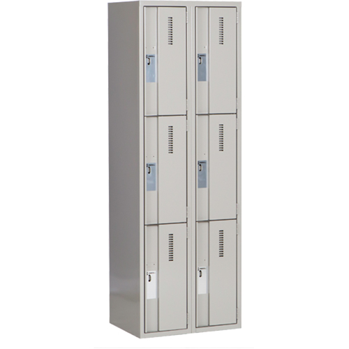 Concorde Heavy-Duty Lockers, 3 -tier, Bank of 2, 24" x 18" x 72", Steel, Grey, Welded (Assembled) Nuna Depot Inc.