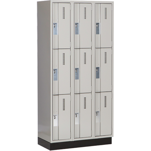 Concorde Heavy-Duty Lockers, 3 -tier, Bank of 3, 36" x 18" x 76", Steel, Grey, Welded (Assembled) Nuna Depot Inc.