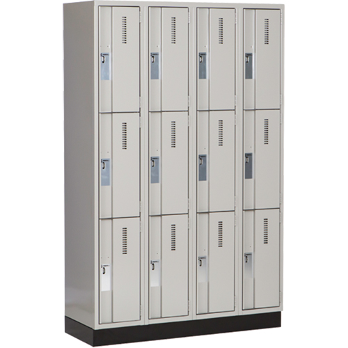 Concorde Heavy-Duty Lockers, 3 -tier, Bank of 4, 48" x 18" x 76", Steel, Grey, Welded (Assembled) Nuna Depot Inc.