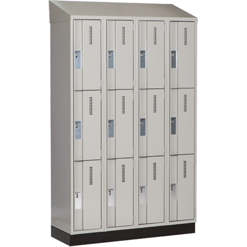 Concorde Heavy-Duty Lockers, 3 -tier, Bank of 4, 48" x 18" x 82", Steel, Grey, Welded (Assembled) Nuna Depot Inc.