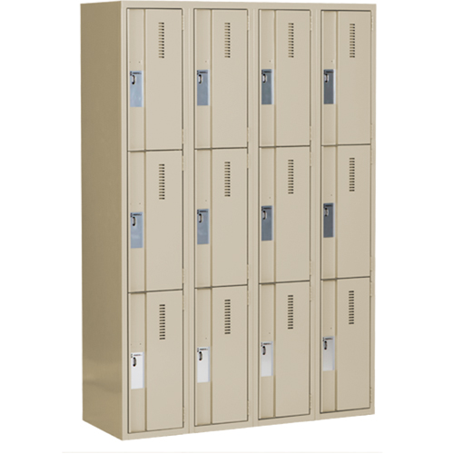 Casiers robustes Concorde, 3 niveaux, Bloc de 4, 48" x 18" x 72", Acier, Beige, Soud&eacute; (assembl&eacute;) Nuna Depot Inc.