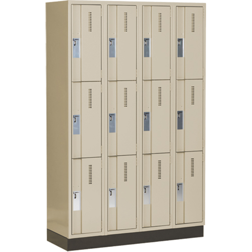 Concorde Heavy-Duty Lockers, 3 -tier, Bank of 4, 48" x 18" x 76", Steel, Beige, Welded (Assembled) Nuna Depot Inc.