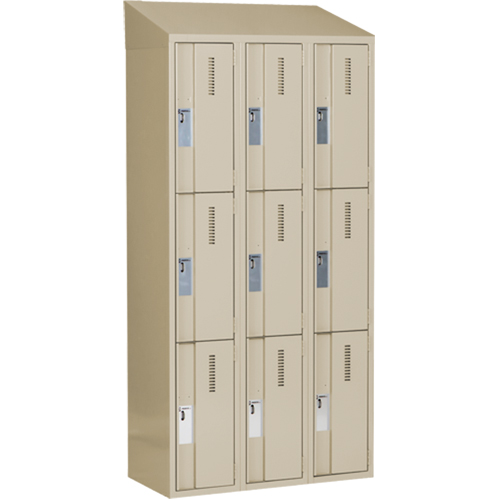 Concorde Heavy-Duty Lockers, 3 -tier, Bank of 3, 36" x 18" x 78", Steel, Beige, Welded (Assembled) Nuna Depot Inc.