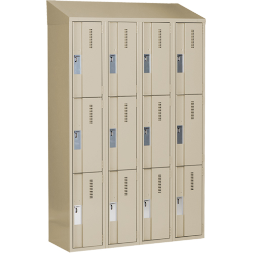 Concorde Heavy-Duty Lockers, 3 -tier, Bank of 4, 48" x 18" x 78", Steel, Beige, Welded (Assembled) Nuna Depot Inc.
