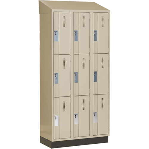 Concorde Heavy-Duty Lockers, 3 -tier, Bank of 3, 36" x 18" x 82", Steel, Beige, Welded (Assembled) Nuna Depot Inc.