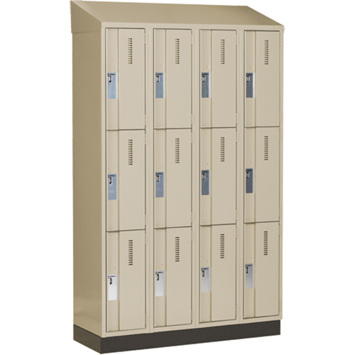 Concorde Heavy-Duty Lockers, 3 -tier, Bank of 4, 48" x 18" x 82", Steel, Beige, Welded (Assembled) Nuna Depot Inc.