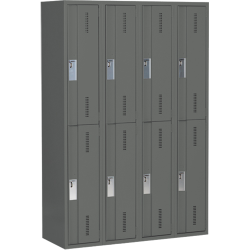 Concorde Heavy-Duty Lockers, 2 -tier, Bank of 4, 48" x 18" x 72", Steel, Charcoal, Welded (Assembled) Nuna Depot Inc.