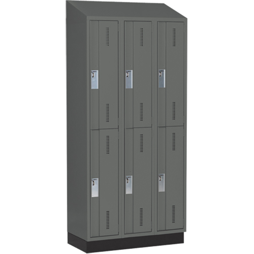 Concorde Heavy-Duty Lockers, 2 -tier, Bank of 3, 36" x 18" x 82", Steel, Charcoal, Welded (Assembled) Nuna Depot Inc.
