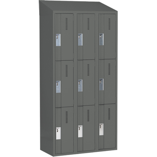Concorde Heavy-Duty Lockers, 3 -tier, Bank of 3, 36" x 18" x 78", Steel, Charcoal, Welded (Assembled) Nuna Depot Inc.