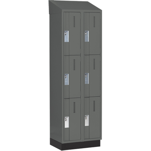 Concorde Heavy-Duty Lockers, 3 -tier, Bank of 2, 24" x 18" x 82", Steel, Charcoal, Welded (Assembled) Nuna Depot Inc.