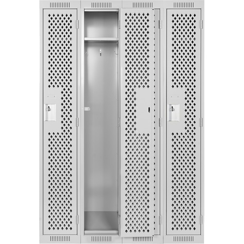 Clean Line Lockers, Bank of 4, 48" x 15" x 72", Steel, Grey, Rivet (Assembled), Perforated Nuna Depot Inc.