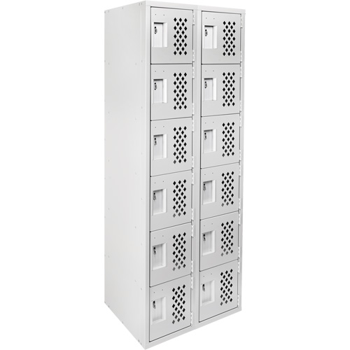 Clean-Line Perforated Lockerette, 6 -tier, Bank of 2, 15" x 72" x 12", Steel Nuna Depot Inc.