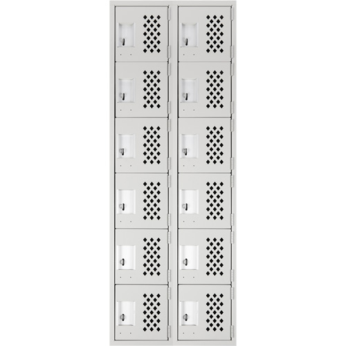 Clean-Line Perforated Lockerette, 6 -tier, Bank of 2, 15" x 72" x 12", Steel Nuna Depot Inc.