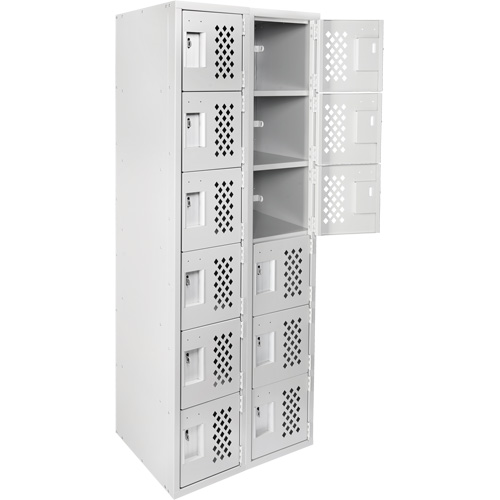 Clean-Line Perforated Lockerette, 6 -tier, Bank of 2, 15" x 72" x 12", Steel Nuna Depot Inc.