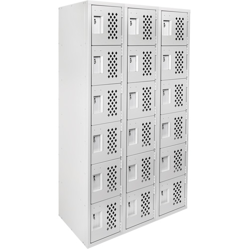 Clean-Line Perforated Lockerette, 6 -tier, Bank of 3, 15" x 72" x 12", Steel Nuna Depot Inc.