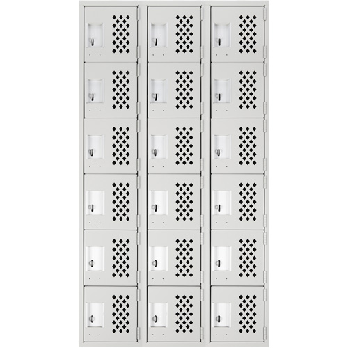 Clean-Line Perforated Lockerette, 6 -tier, Bank of 3, 15" x 72" x 12", Steel Nuna Depot Inc.