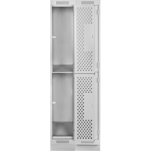 Clean Line Lockers, 2 -tier, Bank of 2, 24" x 15" x 76", Steel, Grey, Rivet (Assembled), Perforated Nuna Depot Inc.