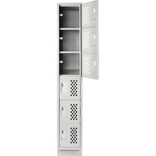 Assembled Lockerettes Clean Line Perforated Economy Lockers, 6 -tier, 18" x 72" x 12", Steel Nuna Depot Inc.