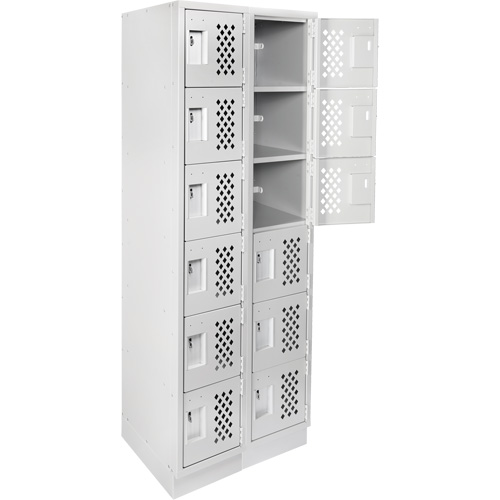 Assembled Lockerettes Clean Line Perforated Economy Lockers, 6 -tier, Bank of 2, 18" x 72" x 12", Steel Nuna Depot Inc.