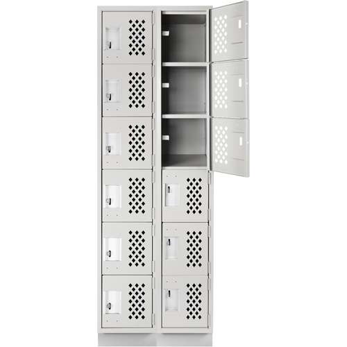 Assembled Lockerettes Clean Line Perforated Economy Lockers, 6 -tier, Bank of 2, 18" x 72" x 12", Steel Nuna Depot Inc.
