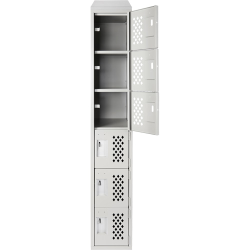 Assembled Lockerettes Clean Line Perforated Economy Lockers, 6 -tier, 18" x 72" x 12", Steel Nuna Depot Inc.