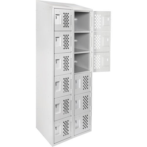 Assembled Lockerettes Clean Line Perforated Economy Lockers, 6 -tier, Bank of 2, 18" x 72" x 12", Steel Nuna Depot Inc.