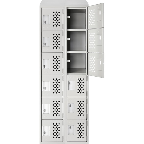 Assembled Lockerettes Clean Line Perforated Economy Lockers, 6 -tier, Bank of 2, 18" x 72" x 12", Steel Nuna Depot Inc.