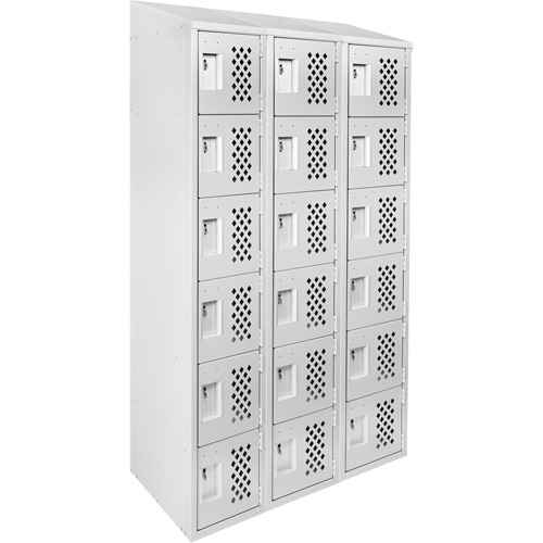 Assembled Lockerettes Clean Line Perforated Economy Lockers, 6 -tier, Bank of 3, 18" x 72" x 12", Steel Nuna Depot Inc.