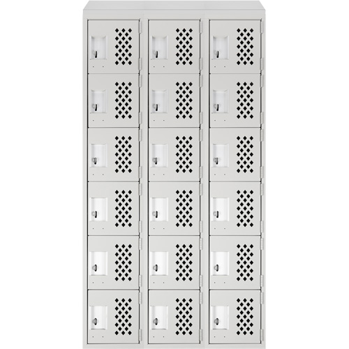 Assembled Lockerettes Clean Line Perforated Economy Lockers, 6 -tier, Bank of 3, 18" x 72" x 12", Steel Nuna Depot Inc.